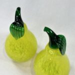 Pair Kosta Boda Gunnel Sahlin Glass Pears Paperweights Sculptures Swedish