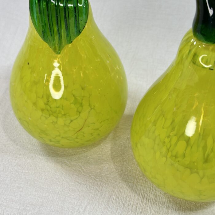 Pair Kosta Boda Gunnel Sahlin Glass Pears Paperweights Sculptures Swedish