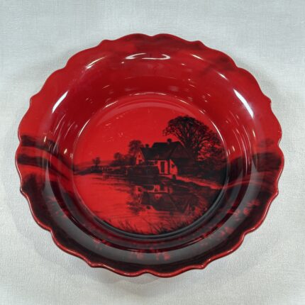 Vintage Royal Doulton Flambe Bowl Country Scene 1930s Red Black