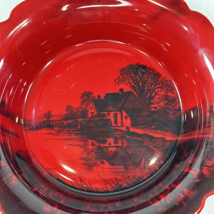 Vintage Royal Doulton Flambe Bowl Country Scene 1930s Red Black