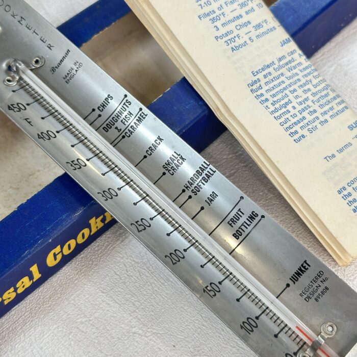 Vintage Universal Cookmeter Thermometer Stainless Steel 9" Boxed 1970s