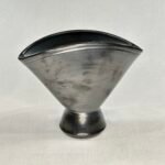 Vintage Prinknash Pottery Vase | Gunmetal Grey Fan Shape | Mid-Century Studio Pottery