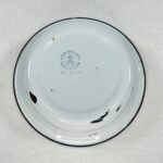 Vintage Bumper Harvest Enamel Bowl White Blue Rim Farmhouse Kitchen Rustic Decor