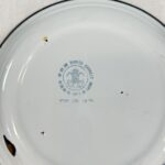 Vintage Bumper Harvest Enamel Bowl White Blue Rim Farmhouse Kitchen Rustic Decor