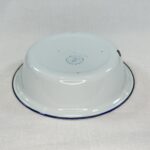 Vintage Bumper Harvest Enamel Bowl White Blue Rim Farmhouse Kitchen Rustic Decor
