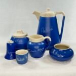 Vintage Devonmoor Blue Tea/Coffee Set - 6 Piece - Souvenir Ware - Flatford, Tintern Abbey