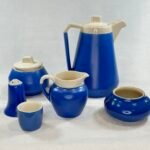 Vintage Devonmoor Blue Tea/Coffee Set - 6 Piece - Souvenir Ware - Flatford, Tintern Abbey