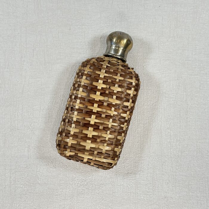 Vintage Wicker Covered Glass Hip Flask - Picnic Flask - 1940s - Whiskey, Rum, Brandy