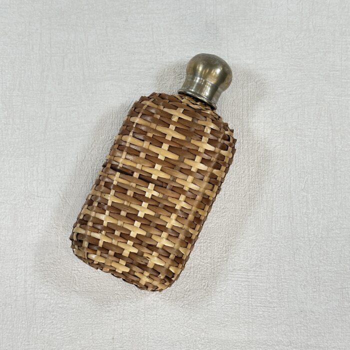 Vintage Wicker Covered Glass Hip Flask - Picnic Flask - 1940s - Whiskey, Rum, Brandy