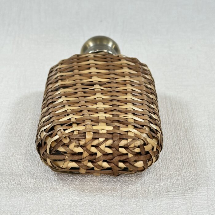 Vintage Wicker Covered Glass Hip Flask - Picnic Flask - 1940s - Whiskey, Rum, Brandy