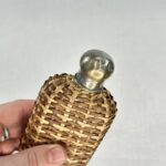 Vintage Wicker Covered Glass Hip Flask - Picnic Flask - 1940s - Whiskey, Rum, Brandy
