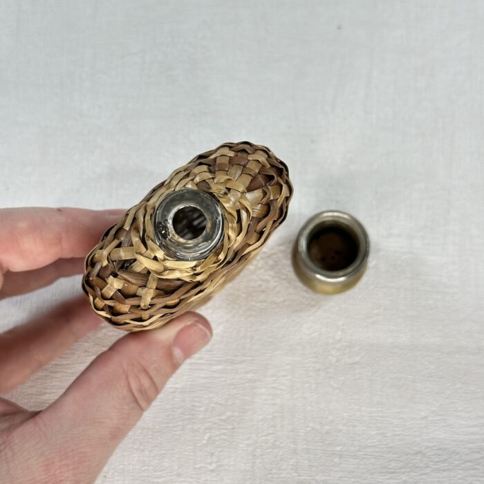 Vintage Wicker Covered Glass Hip Flask - Picnic Flask - 1940s - Whiskey, Rum, Brandy