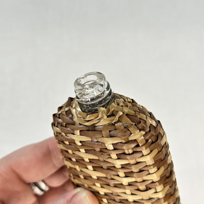 Vintage Wicker Covered Glass Hip Flask - Picnic Flask - 1940s - Whiskey, Rum, Brandy