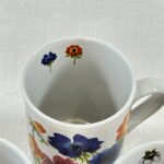 Vintage Floral Coffee Mugs Set of 3 - Colorful Flower Design - Kitchen Tea Cups