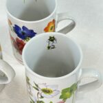 Vintage Floral Coffee Mugs Set of 3 - Colorful Flower Design - Kitchen Tea Cups