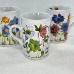 Vintage Floral Coffee Mugs Set of 3 - Colorful Flower Design - Kitchen Tea Cups