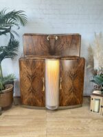 Art Deco Burl Wood Cocktail Cabinet, Vintage 1930s Drinks Cabinet, Home Bar Furniture, Statement Storage, Light Up, Walnut