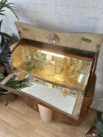 Art Deco Burl Wood Cocktail Cabinet, Vintage 1930s Drinks Cabinet, Home Bar Furniture, Statement Storage, Light Up, Walnut