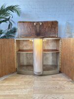 Art Deco Burl Wood Cocktail Cabinet, Vintage 1930s Drinks Cabinet, Home Bar Furniture, Statement Storage, Light Up, Walnut