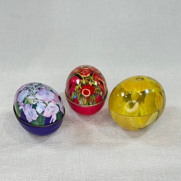 3 Vintage Metal Easter Eggs, Floral & Daffodil Designs, Toni Hayden & Bronnley, Reusable Egg Hunt, Collectible Tins