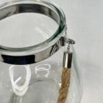 Large Glass Candle Lantern Rope Handle Hurricane Lantern Clear Glass 26.5cm
