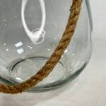Large Glass Candle Lantern Rope Handle Hurricane Lantern Clear Glass 26.5cm
