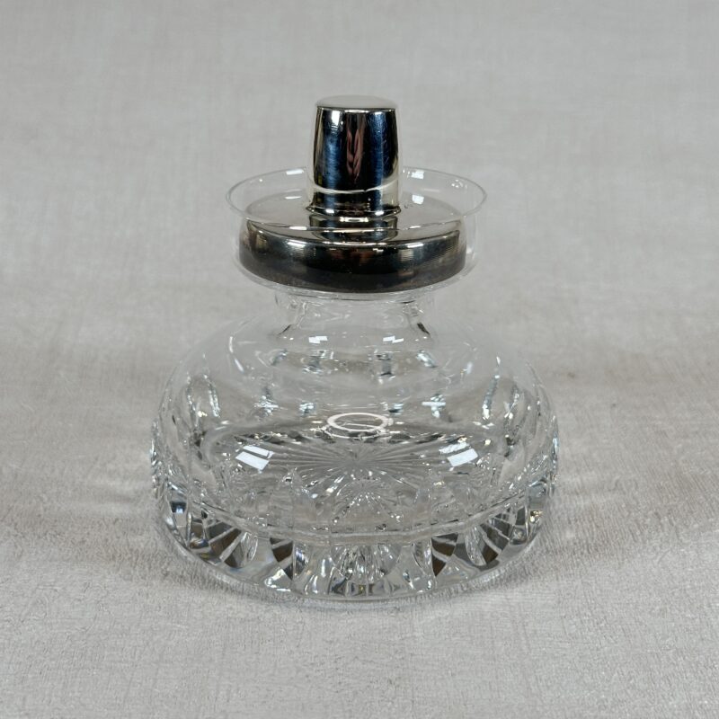 Vintage Stuart Crystal Perfume Bottle Silver Plated Lid Starburst Base