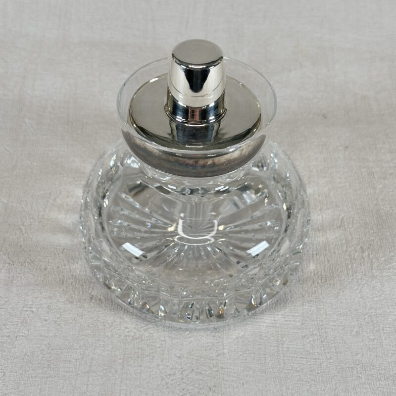 Vintage Stuart Crystal Perfume Bottle Silver Plated Lid Starburst Base