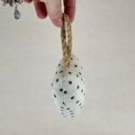 Handmade Fabric Hanging Heart | White Navy Polka Dot | Small Padded Decoration