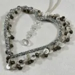 Pair Hanging Hearts | Crystal & Bell Button | Decorative Ornaments | 17cm