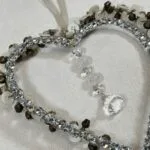 Pair Hanging Hearts | Crystal & Bell Button | Decorative Ornaments | 17cm