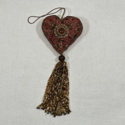 Indian Beaded Heart Ornament | Handmade Tassel Decoration | Colourful Hanging