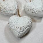 Set 3 White Wooden Hanging Hearts | Rustic Twine | Shabby Chic Decor 7.5cm