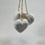 Set 3 White Wooden Hanging Hearts | Rustic Twine | Shabby Chic Decor 7.5cm