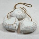 Set 3 White Wooden Hanging Hearts | Rustic Twine | Shabby Chic Decor 7.5cm