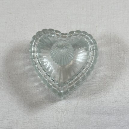 Vintage Pressed Glass Heart Trinket Box | Ring Dish | Candy Dish (7cm)