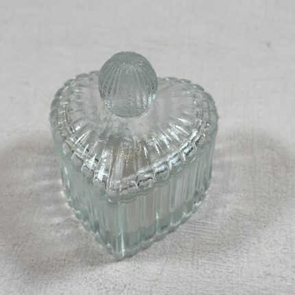 Vintage Pressed Glass Heart Trinket Box | Ring Dish | Candy Dish (7cm)