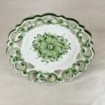 Vintage Vestal Alcobaca Portugal Wall Plate | Green & White Floral | Reticulated