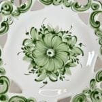 Vintage Vestal Alcobaca Portugal Wall Plate | Green & White Floral | Reticulated