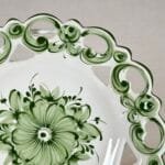 Vintage Vestal Alcobaca Portugal Wall Plate | Green & White Floral | Reticulated