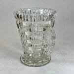 Vintage Crystal Glass Vase | Art Deco Style | Grape Handles | 1950s