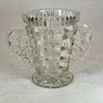 Vintage Crystal Glass Vase | Art Deco Style | Grape Handles | 1950s