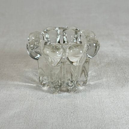 Vintage Reims France Clear Glass Candle Holder 60s Bubble Design