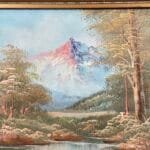 Vintage Mountain Landscape Oil Painting | Original Art | Framed River Scene