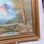 Vintage Mountain Landscape Oil Painting | Original Art | Framed River Scene