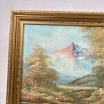 Vintage Mountain Landscape Oil Painting | Original Art | Framed River Scene