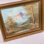 Vintage Mountain Landscape Oil Painting | Original Art | Framed River Scene