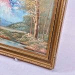 Vintage Mountain Landscape Oil Painting | Original Art | Framed River Scene