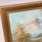 Vintage Mountain Landscape Oil Painting | Original Art | Framed River Scene