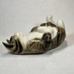 harming Moorside Design Ceramic Cat Figurine, Sleeping Tabby & White "Wellington", Reclining Kitty, Yorkshire, England